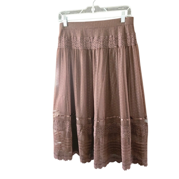 Apt. 9 Lace-Accented Midi Skirt in Brown - Picture 3 of 6